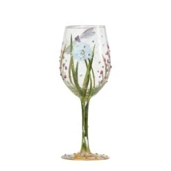 “Dragonfly Summer” Hand Painted Wine Glass Gift(Wine Glass Dragonfly) -Glassware Store 4053099 1