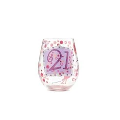 21 Hand Painted Stemless Wine Glass, 20 Oz.(Stemless Glass 21)