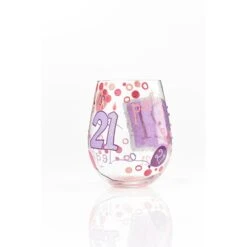 21 Hand Painted Stemless Wine Glass, 20 Oz.(Stemless Glass 21) -Glassware Store 4057089 2