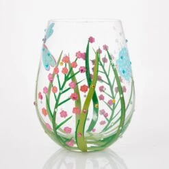 Dragonfly Hand Painted Stemless Wine Glass, 20 Oz.(Stemless Glass Dragonfly) -Glassware Store 6000226 2