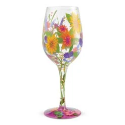 Wine In The Garden Hand-Painted Artisan Wine Glass, 15 Oz.(Wine In The Garden Hand Painted Artisan Wine Glass 15 Oz)