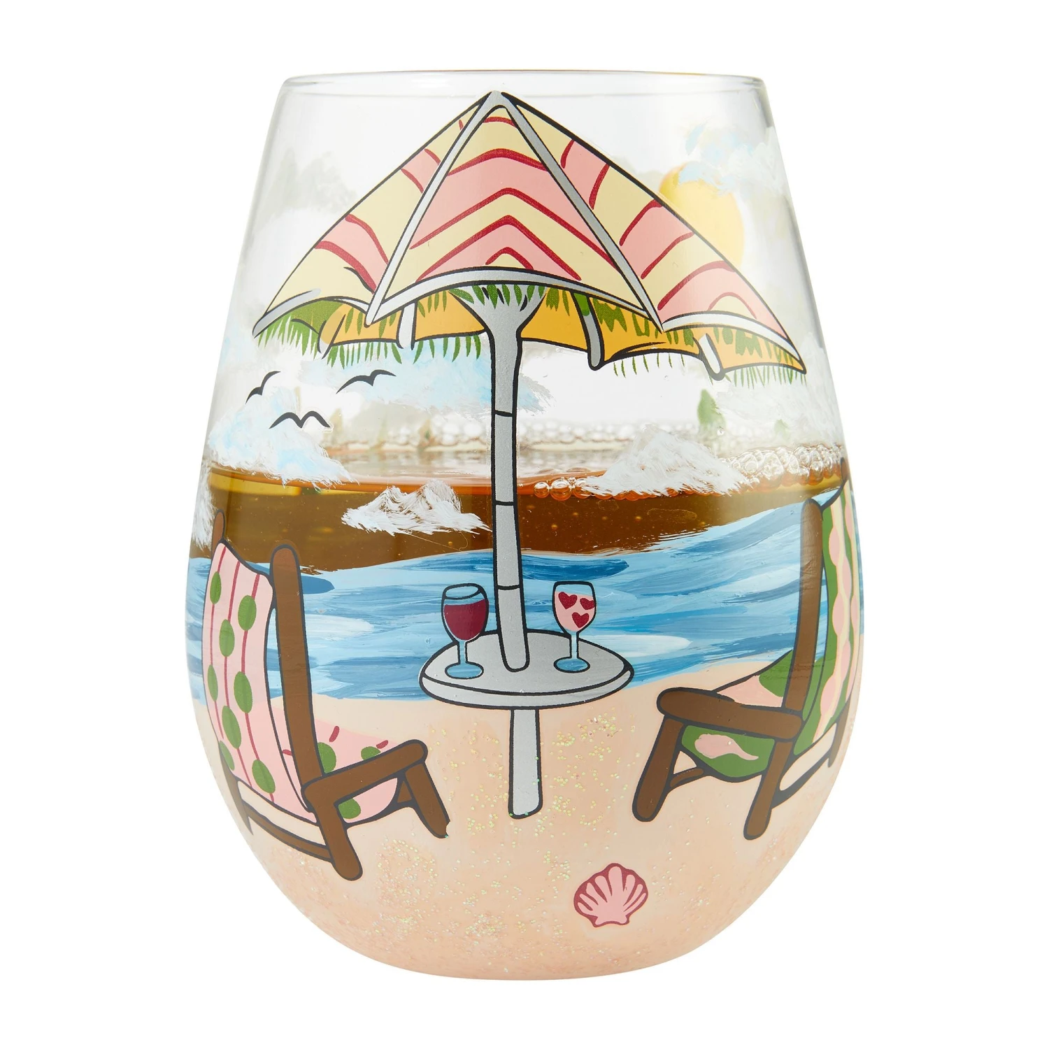 Beach Please Hand-Painted Stemless Wine Glass, 20 Oz.(Beach Please Hand Painted Artisan Stemless Wine Glass 20 Oz) 3 Beach Please Hand-Painted Stemless Wine Glass, 20 Oz.(Beach Please Hand Painted Artisan Stemless Wine Glass 20 Oz) - Image 3