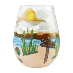 Beach Please Hand-Painted Stemless Wine Glass, 20 Oz.(Beach Please Hand Painted Artisan Stemless Wine Glass 20 Oz) 9 Beach Please Hand-Painted Stemless Wine Glass, 20 Oz.(Beach Please Hand Painted Artisan Stemless Wine Glass 20 Oz) -Glassware Store 6006290 3