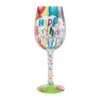 Birthday Streamers Hand-Painted Artisan Wine Glass, 15 Oz.(Birthday Streamers Hand Painted Artisan Wine Glass 15 Oz)
