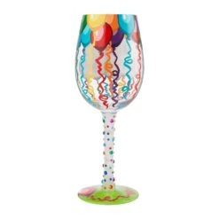 Birthday Streamers Hand-Painted Artisan Wine Glass, 15 Oz.(Birthday Streamers Hand Painted Artisan Wine Glass 15 Oz) -Glassware Store 6009211 2