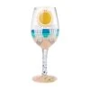 Sun On The Beach Hand-Painted Artisan Wine Glass, 15 Oz.(Sun On The Beach Hand Painted Artisan Wine Glass 15 Oz)
