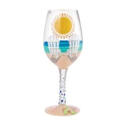 Sun On The Beach Hand-Painted Artisan Wine Glass, 15 Oz.(Sun On The Beach Hand Painted Artisan Wine Glass 15 Oz)