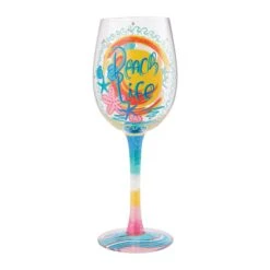 Beach Life Hand-Painted Artisan Wine Glass, 15 Oz.(Beach Life Hand Painted Artisan Wine Glass 15 Oz)