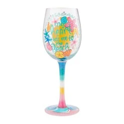 Beach Life Hand-Painted Artisan Wine Glass, 15 Oz.(Beach Life Hand Painted Artisan Wine Glass 15 Oz) -Glassware Store 6009215 2