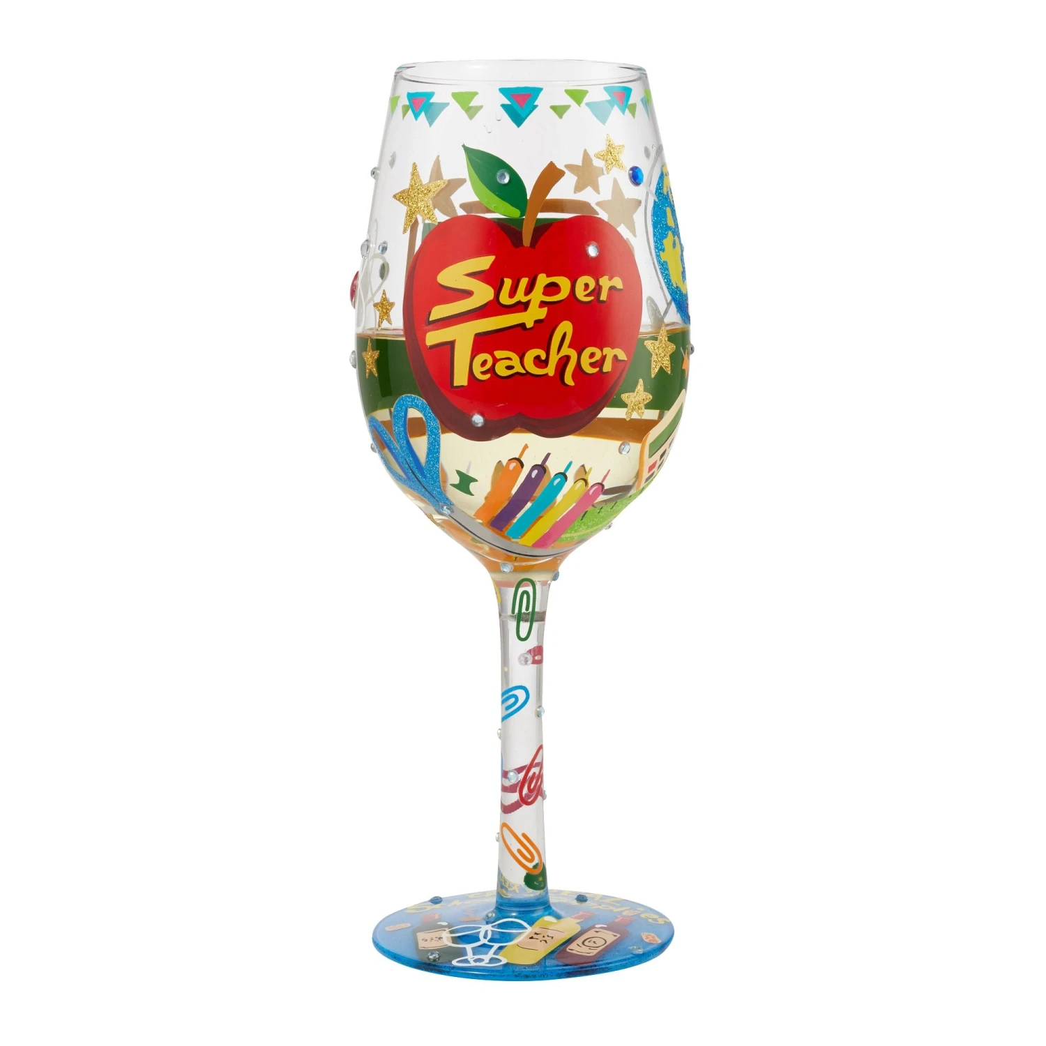 "Super Teacher" Hand-Painted Artisan Wine Glass, 15 Oz.(Super Teacher Wine Glass) 2 "Super Teacher" Hand-Painted Artisan Wine Glass, 15 Oz.(Super Teacher Wine Glass) - Image 2