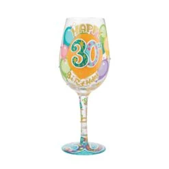 "Happy 30th Birthday" Hand-Painted Wine Glass, 15 Oz.(Happy 30th Birthday Hand Painted Wine Glass 15 Oz)