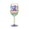 "Happy 50th Birthday" Hand-Painted Wine Glass, 15 Oz.(Happy 50th Birthday Hand Painted Wine Glass 15 Oz)