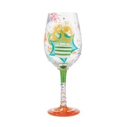 "Happy 60th Birthday" Hand-Painted Wine Glass, 15 Oz.(Happy 60th Birthday Hand Painted Wine Glass 15 Oz) -Glassware Store 6010653 3
