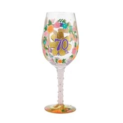 "Happy 70th Birthday" Hand-Painted Wine Glass, 15 Oz.(Happy 70th Birthday Hand Painted Wine Glass 15 Oz) -Glassware Store 6010654 3