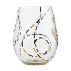 "Queen Bee" Hand-PaintedStemless Wine Glass, 20 Oz.(Queen Bee Hand Painted Stemless Wine Glass 20 Oz) -Glassware Store 6010895 2