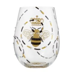 "Queen Bee" Hand-PaintedStemless Wine Glass, 20 Oz.(Queen Bee Hand Painted Stemless Wine Glass 20 Oz) -Glassware Store 6010895 3