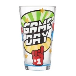 Game Day Hand-Painted Beer Glass, 16 Oz.(Game Day Hand Painted Beer Glass 16 Oz)