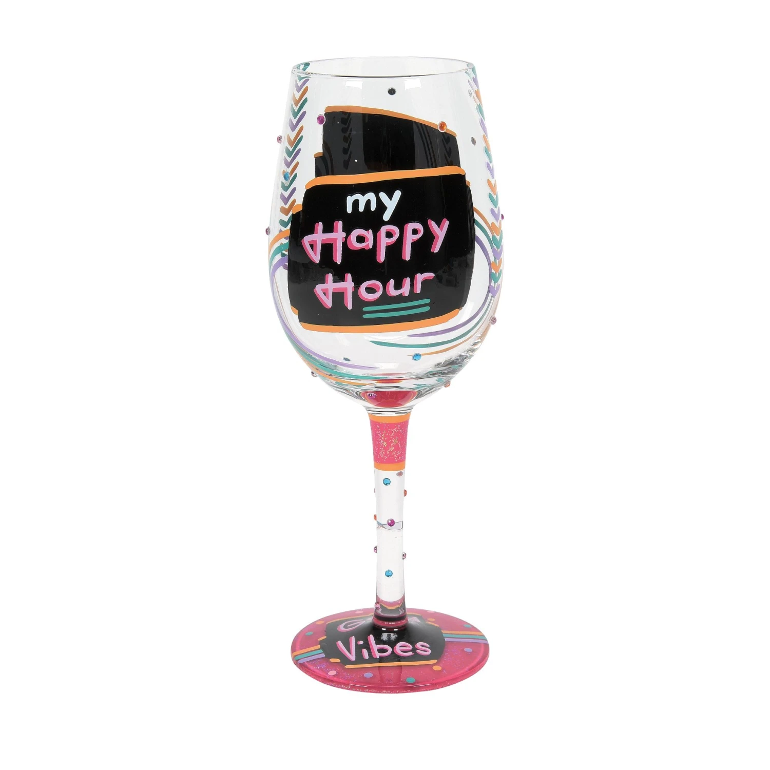 Happy Hour Hand-Painted Wine Glass, 15 Oz.(Happy Hour Hand Painted Wine Glass 15 Oz) 1 Happy Hour Hand-Painted Wine Glass, 15 Oz.(Happy Hour Hand Painted Wine Glass 15 Oz)