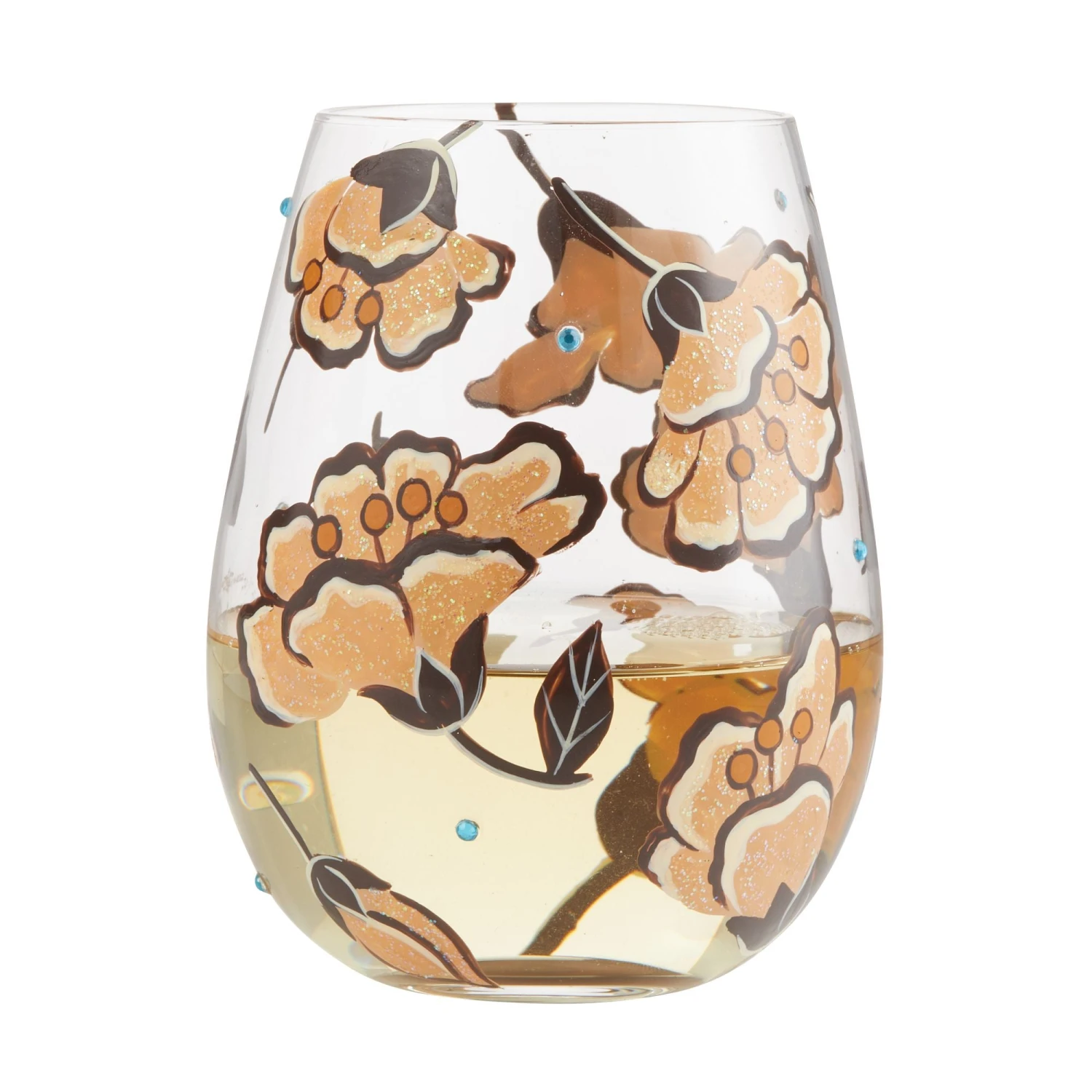 Jungle Beauty Hand-Painted Stemless Wine Glass, 20 Oz.(Jungle Beauty Hand Painted Stemless Wine Glass 20 Oz) 2 Jungle Beauty Hand-Painted Stemless Wine Glass, 20 Oz.(Jungle Beauty Hand Painted Stemless Wine Glass 20 Oz) - Image 2