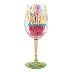 Best Teacher Ever Hand Painted Wine Glass(Best Teacher Ever Hand Painted Wine Glass)