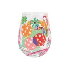Let's Celebrate Hand Painted Stemless Wine Glass(Lets Celebrate Hand Painted Stemless Wine Glass) -Glassware Store 6014180 2