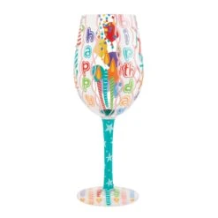Happy Birthday Blast Hand Painted Wine Glass(Happy Birthday Blast Hand Painted Wine Glass)