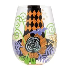 My Fancy Witch Hat Hand Painted Stemless Wine Glass(My Fancy Witch Hat Hand Painted Stemless Wine Glass) -Glassware Store 6014194 1