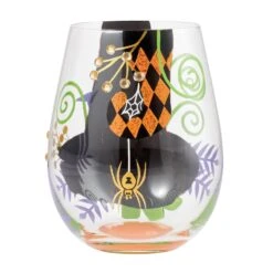 My Fancy Witch Hat Hand Painted Stemless Wine Glass(My Fancy Witch Hat Hand Painted Stemless Wine Glass) -Glassware Store 6014194 2