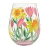 Spring Bloom Hand Painted Stemless Wine Glass(Spring Bloom Hand Painted Stemless Wine Glass)