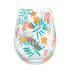 Beachful Bliss Hand Painted Stemless Wine Glass(Beachful Bliss Hand Painted Stemless Wine Glass)