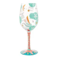 Sailboats And Sand Dollars Hand Painted Wine Glass(Sailboats And Sand Dollars Hand Painted Wine Glass)