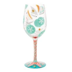Sailboats And Sand Dollars Hand Painted Wine Glass(Sailboats And Sand Dollars Hand Painted Wine Glass) -Glassware Store 6014659 2