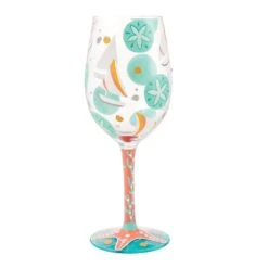 Sailboats And Sand Dollars Hand Painted Wine Glass(Sailboats And Sand Dollars Hand Painted Wine Glass) -Glassware Store 6014659 3