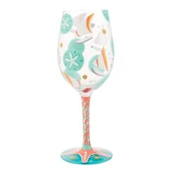 Sailboats And Sand Dollars Hand Painted Wine Glass(Sailboats And Sand Dollars Hand Painted Wine Glass) -Glassware Store 6014659 4