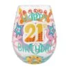 Happy 21st Birthday Hand Painted Stemless Wine Glass(Happy 21st Birthday Hand Painted Stemless Wine Glass)