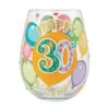 Happy 30th Birthday Hand Painted Stemless Wine Glass(Happy 30th Birthday Hand Painted Stemless Wine Glass)