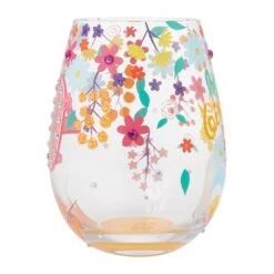 Happy 40th Birthday Hand Painted Stemless Wine Glass(Happy 40th Birthday Hand Painted Stemless Wine Glass) -Glassware Store 6015281 2