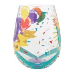 Happy 50th Birthday Hand Painted Stemless Wine Glass(Happy 50th Birthday Hand Painted Stemless Wine Glass) -Glassware Store 6015282 2