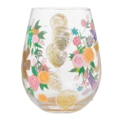 Happy 70th Birthday Hand Painted Stemless Wine Glass(Happy 70th Birthday Hand Painted Stemless Wine Glass) -Glassware Store 6015284 4