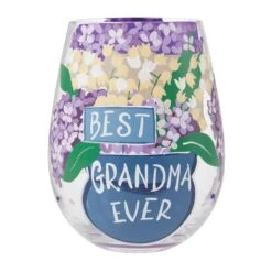Best Grandma Ever Hand Painted Stemless Wine Glass(Best Grandma Ever Hand Painted Stemless Wine Glass)