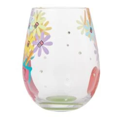 Best Teacher Ever Hand Painted Stemless Wine Glass(Best Teacher Ever Hand Painted Stemless Wine Glass) -Glassware Store 6015287 2