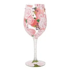 Pretty As A Peony Hand Painted Wine Glass(Pretty As A Peony Hand Painted Wine Glass)