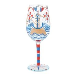 Nautical Hand Painted Wine Glass(Nautical Hand Painted Wine Glass)