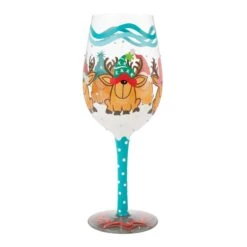 Reindeer Games Hand Painted Wine Glass(Reindeer Games Hand Painted Wine Glass) -Glassware Store 6015420 2