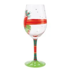My Fancy Christmas Bow Hand Painted Wine Glass(My Fancy Christmas Bow Hand Painted Wine Glass) -Glassware Store 6015927 2