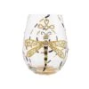 Dazzling Dragonfly Hand Painted Stemless Wine Glass(Dazzling Dragonfly Hand Painted Stemless Wine Glass)
