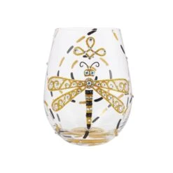 Dazzling Dragonfly Hand Painted Stemless Wine Glass(Dazzling Dragonfly Hand Painted Stemless Wine Glass)