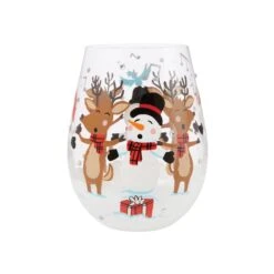 A-Caroling We Go Hand Painted Stemless Wine Glass(A Caroling We Go Hand Painted Stemless Wine Glass) -Glassware Store 6015933 3
