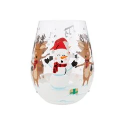 A-Caroling We Go Hand Painted Stemless Wine Glass(A Caroling We Go Hand Painted Stemless Wine Glass) -Glassware Store 6015933 4