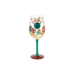 A Plaid Kind Of Christmas Hand Painted Wine Glass(A Plaid Kind Of Christmas Hand Painted Wine Glass) -Glassware Store 6016086 1
